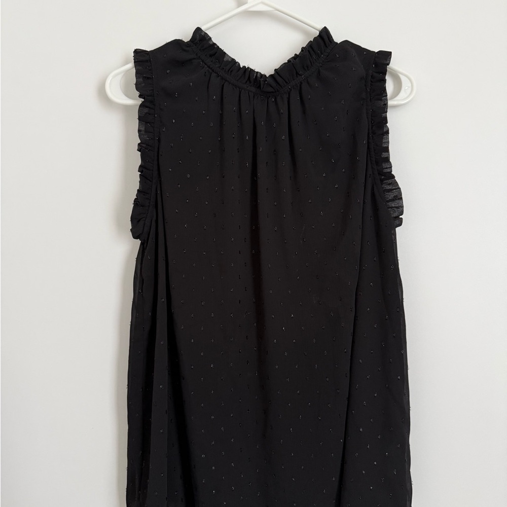 Elegant Black Ruffle Sleeveless Blouse